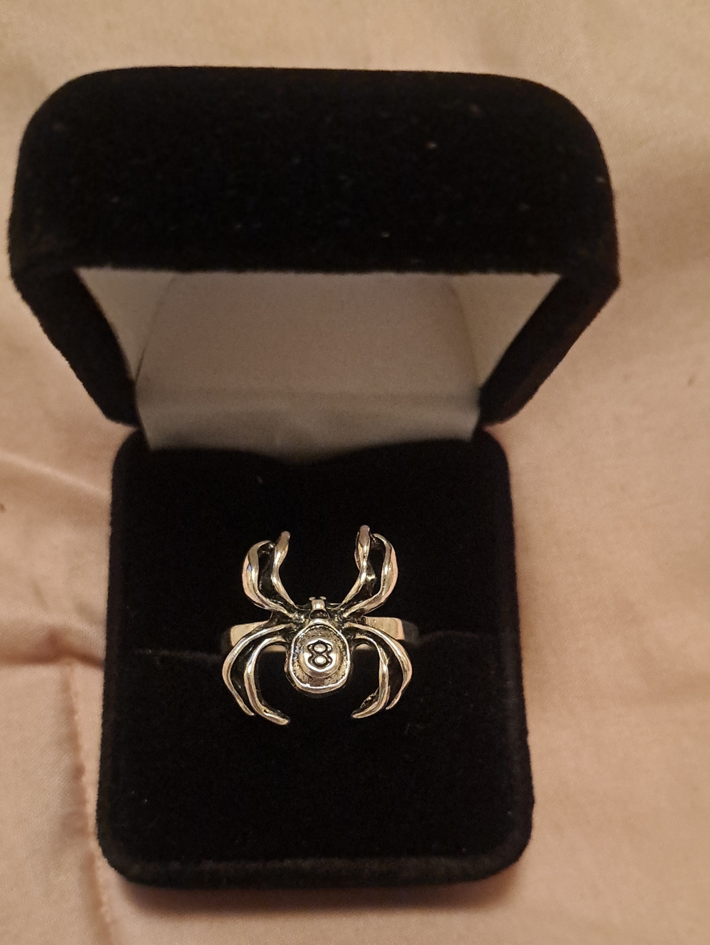 Silver Spider Ring with 8 Ball Accent - Women Jewelry